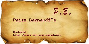 Paizs Barnabás névjegykártya